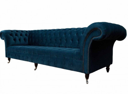 Designer Luxury Chesterfield Sofa 4-Seater Couch Upholstered Sofas Furniture Blue